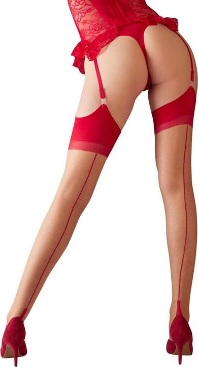 Produktbild Cottelli Collection Strapsstrümpfe mit roter Naht (5)