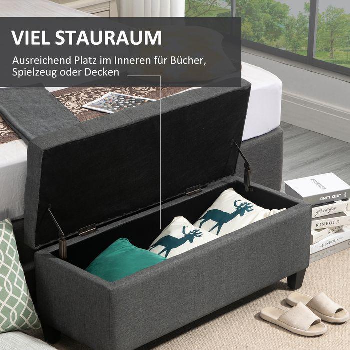 Produktbild Swisshandel24 Sitzbank Polsterbank mit Stauraum Truhenbank Flur Schlafzimmer Wohnzimmer leinenartiges Polyester Gu (100 cm)
