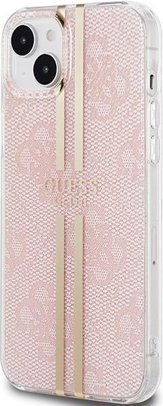 Immagine prodotto Guess GUHCP15SH4PSEGP Custodia rigida per iPhone 15 / 14 / 13 6.1" różowy/rosa IML 4G Gold Stripe (Apple iPhone 14, Apple iPhone 13, Apple iPhone 15)
