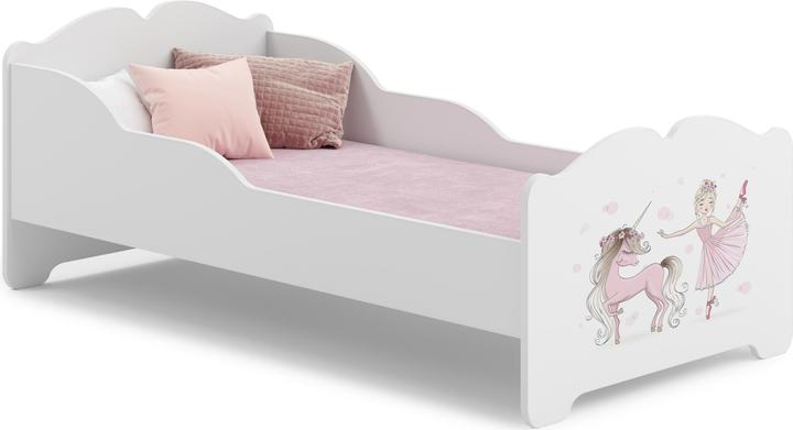 Produktbild ADRK Furniture Bett mit Matratze XIMENA BALLERINA MIT EINHORN 160x80 (160 x 80 cm)