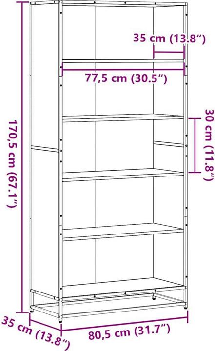 Immagine prodotto VidaXL Libreria Scaffale Scaffale per ufficio Scaffale per archiviazione Rovere fumé