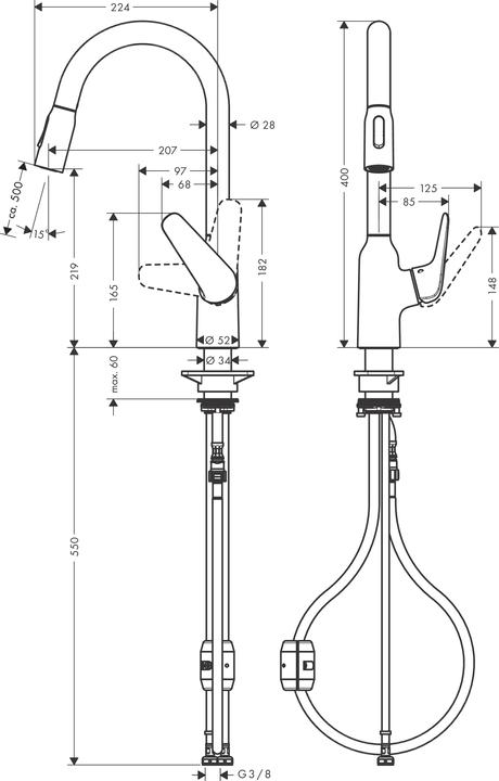 Actual product image hansgrohe Focus M42 single-lever kitchen mixer 220, pull-out shower, 2 spray types