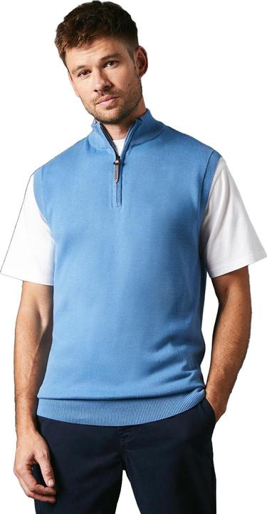 Actual product image Universal Textiles Mens Knitted Zip Neck Sleeveless Pullover (S)