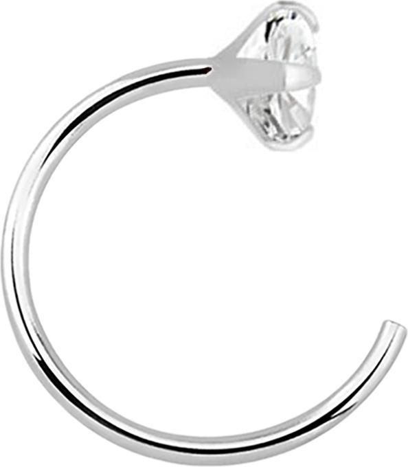 Star Piercing Nasenring offen silber Kristall silber (ohne Messing, 925 Sterlingsilber)