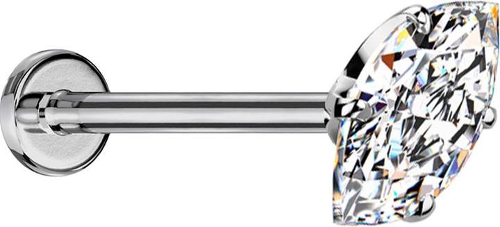 Image du produit Star Piercing Micro Threadless Labret silber mit Oval Kristall silber gefasst (sans laiton, Titane G23)