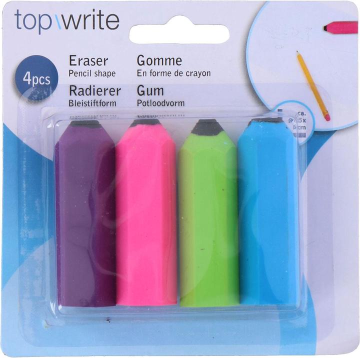 Produktbild Topwrite Eraser pencil shape 4pcs 4ass