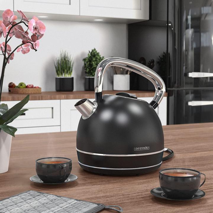 Actual product image Arendo Kettle Retro Stainless Steel Black