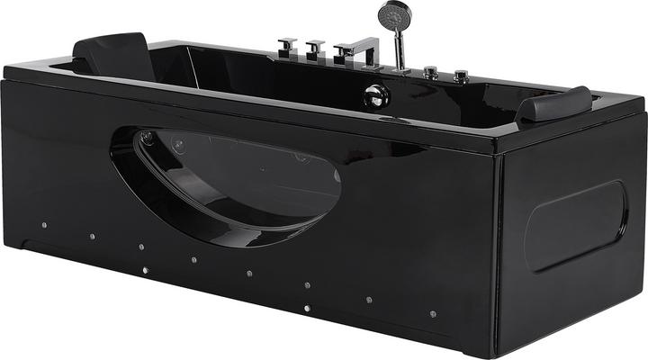 Produktbild Beliani Whirlpool Badewanne schwarz rechteckig mit LED 170 x 80 cm HAWES (197 l, 170 cm, 80 cm)