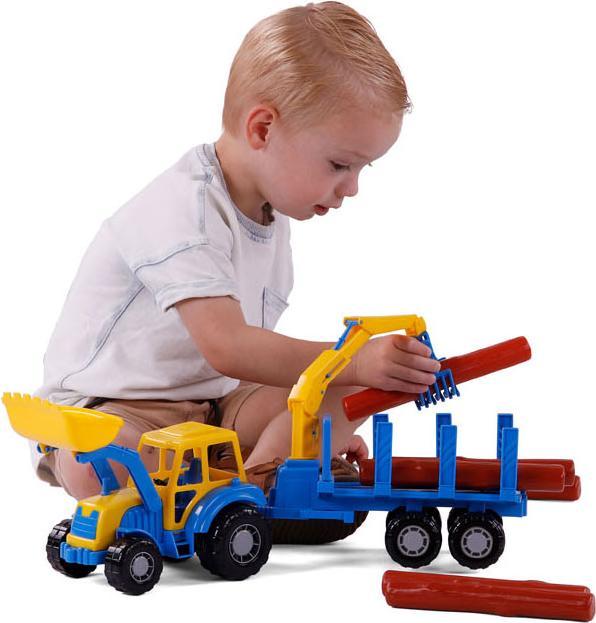 Immagine prodotto Polesie Trattore Cavallino Junior con rimorchio a gru e legno, 46c