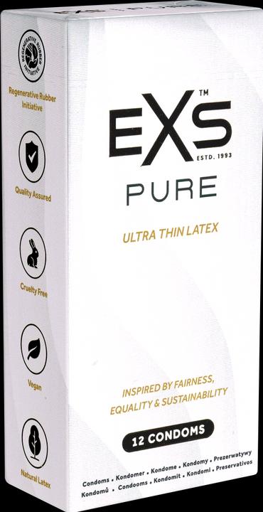 Actual product image EXS "Pure" 12 thin, vegan condoms made of fair trade latex - with environmentally friendly packaging (12 pcs.)