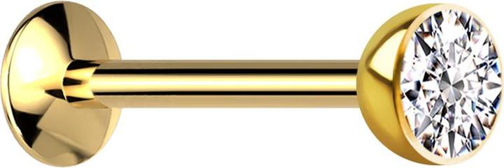 Produktbild Star Piercing Micro Innengewinde Labret UFO vergoldet Halbkugel mit Kristall silber (ohne Messing, Titan G23)