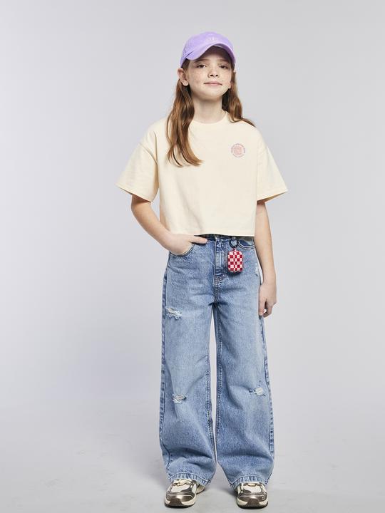 Actual product image Jonen Girls' loose-fit jeans with used effect (128)
