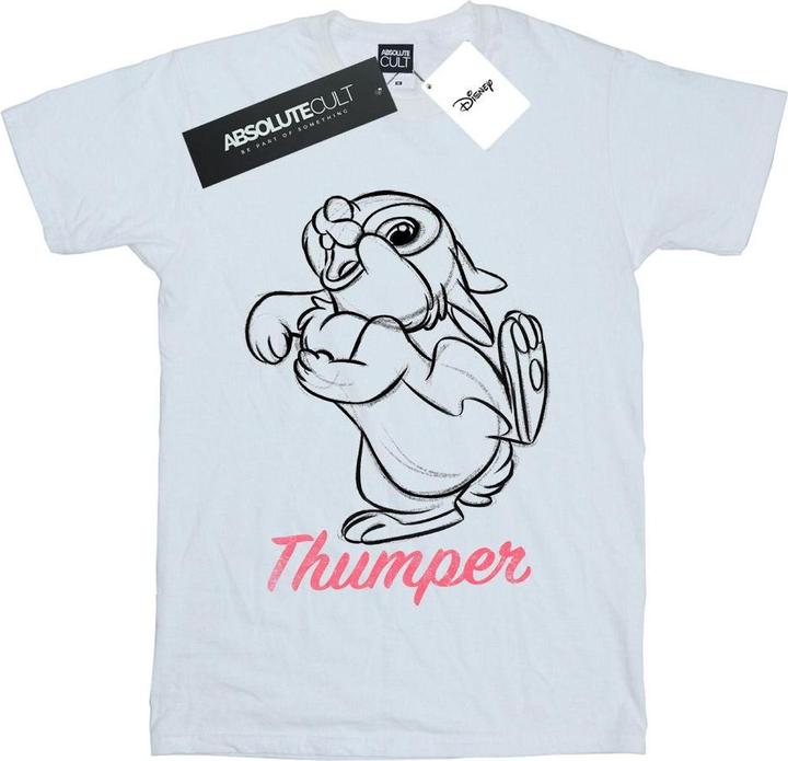 Actual product image Disney Womens/Ladies Bambi Thumper Line Drawing Cotton Boyfriend T-Shirt (S)