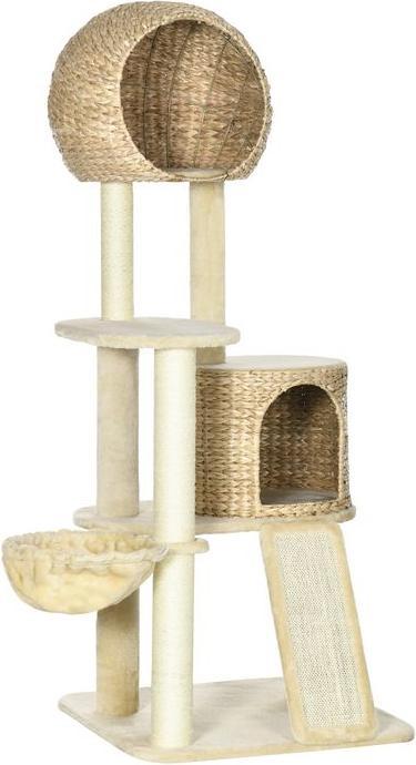 Actual product image Swisshandel24 Scratching post, 150 cm, cat tree with cat house, climbing tree with hammock and ramp, cat (150 cm, Brown, Cream)