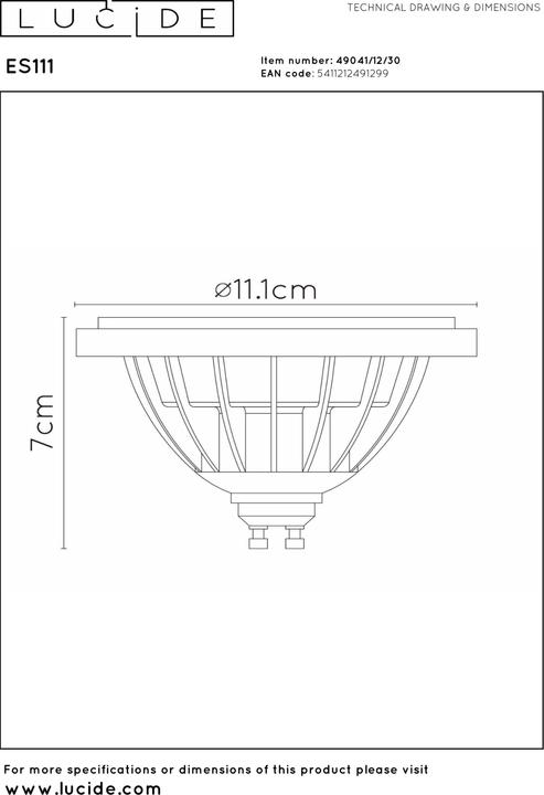 Actual product image Lucide Black (GU10, 12 W, 820 lm, 1 x, G)