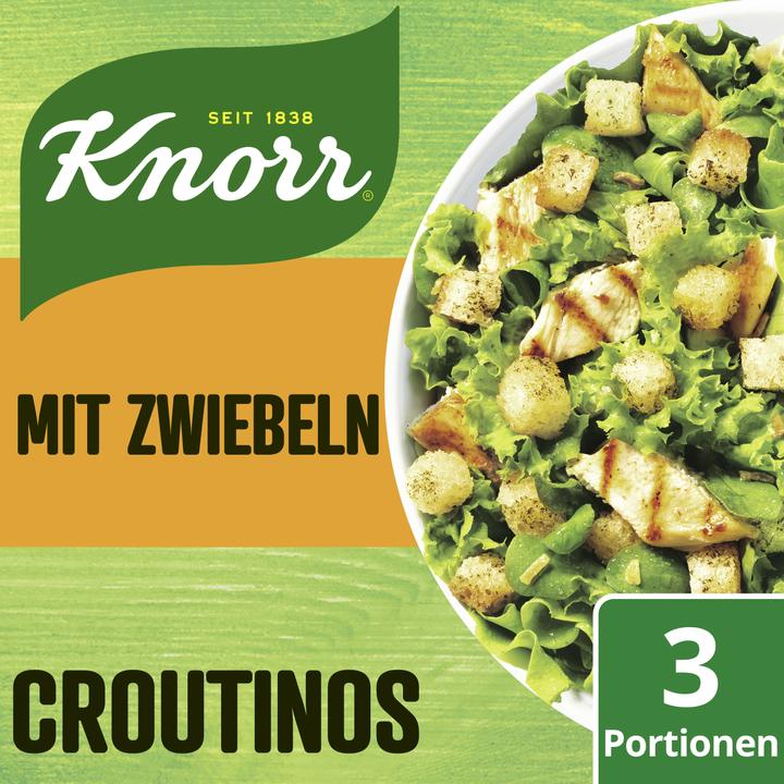 Immagine prodotto Knorr Crostini per insalata con cipolle Sacchetto, pezzi di pane croccante Crostini, ideali per l'insalata (25 g)