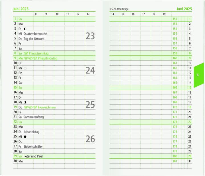 Produktbild Taschenplaner 2025 Recycling, 8,8x15,2cm, Taschenkalender mit 32 Seiten, 1 Monat auf 2 (Deutsch)