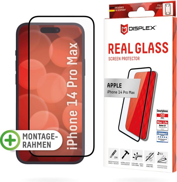Actual product image Displex Real Glass, Full Cover Panzerglas (1 Piece, Apple iPhone 14 Pro Max)