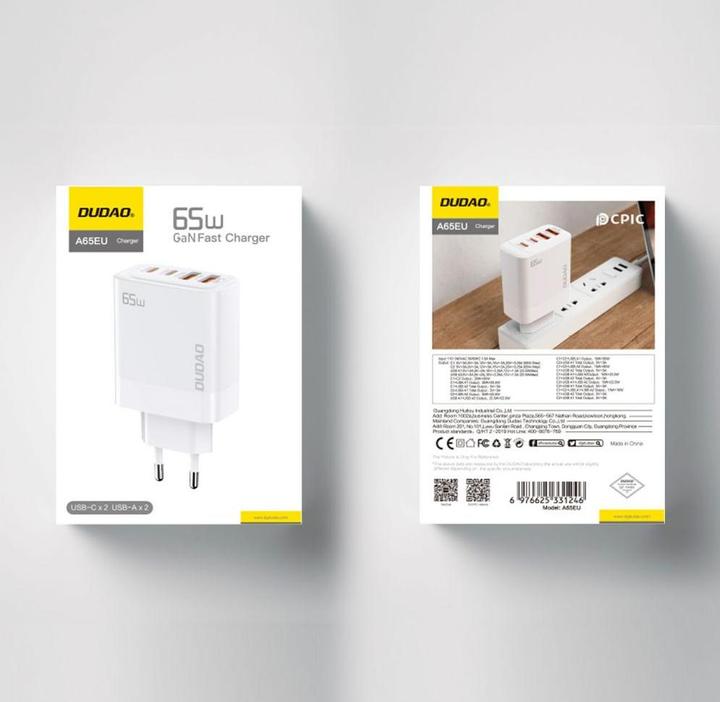 Actual product image Dudao A65EU 65Wattt Adapter GaN (65 W)