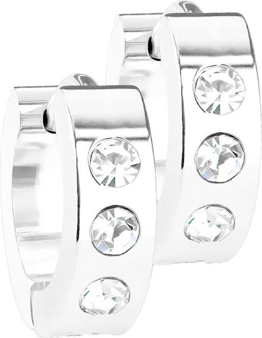 Produktbild Star Piercing Ohrring zum Klappen silber mit 3 Kristalle (ohne Messing, Chirurgenstahl 316L)