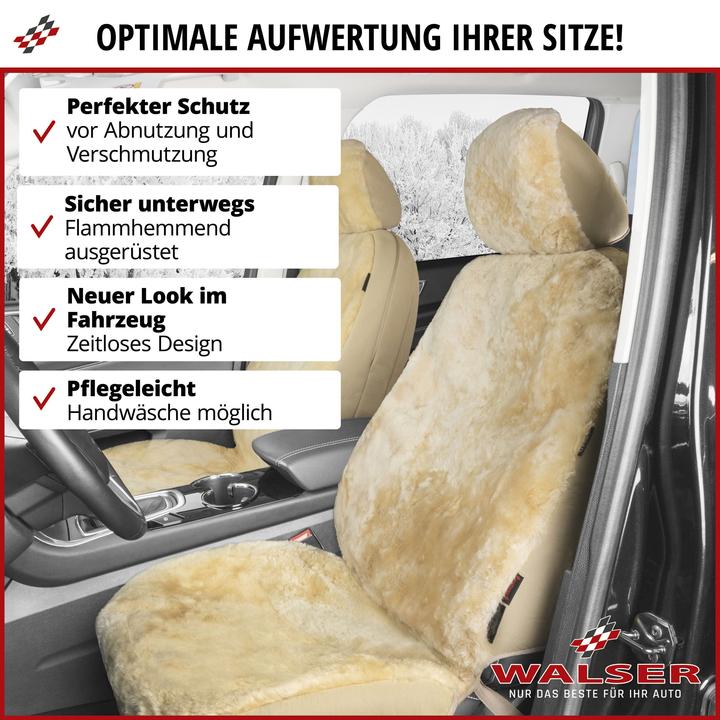 Actual product image Walser Car seat cover Iva lambskin single seat Zipp-It beige