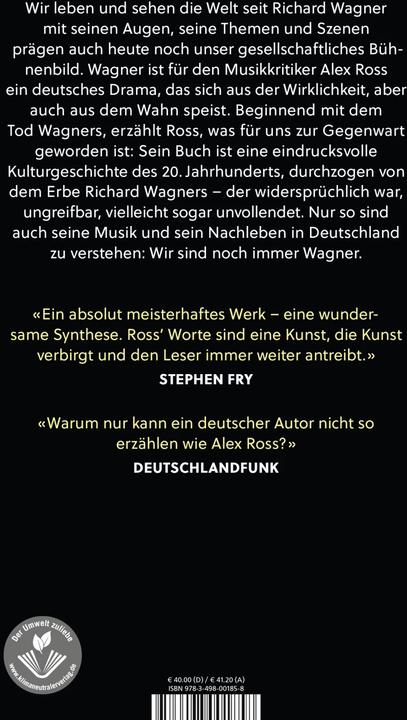 Immagine prodotto Die Welt nach Wagner (Tedesco, Alex Ross, 2020)