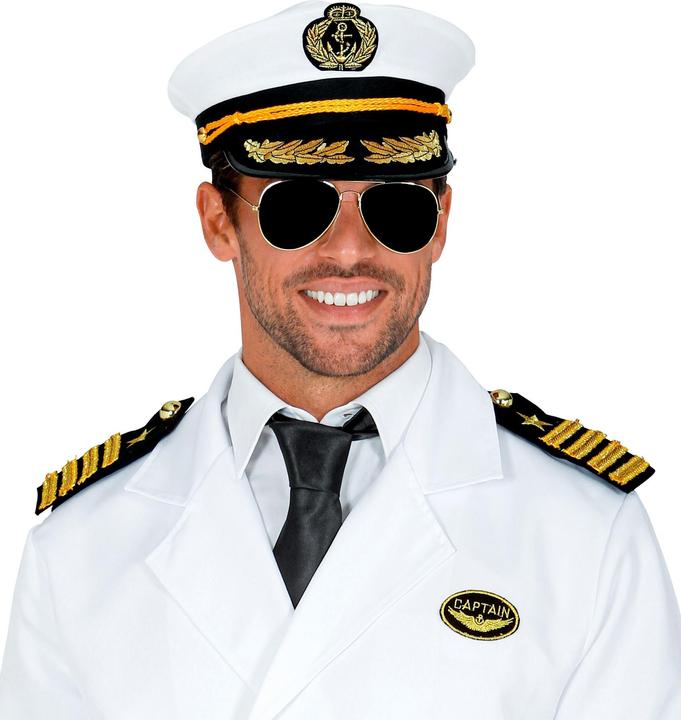 Actual product image Magni Widmann 68543 - Costume set captain, cap, epaulettes and goggles, navy captain, carnival, motto