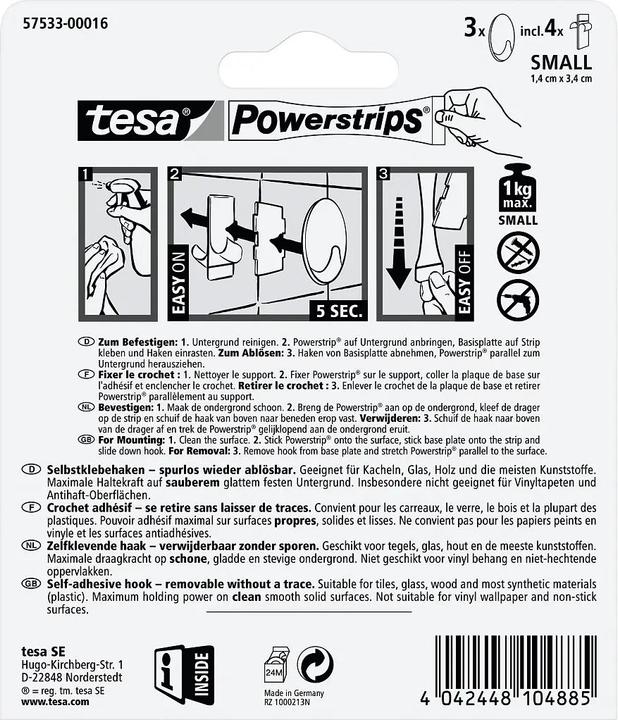 Produktbild tesa Powerstrips Haken SMALL oval