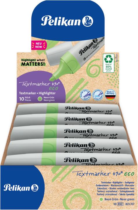 Immagine prodotto Pelikan Evidenziatore 490 eco in FS, verde neon (AAU761, 5 mm, 10 x)