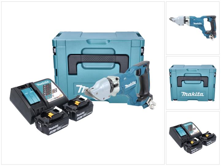 Actual product image Makita DJS 200 RFJ Battery Sheet Metal Shears 18 V 2.0 mm Brushless + 2x Battery 3.0 Ah + Charger + Makpac