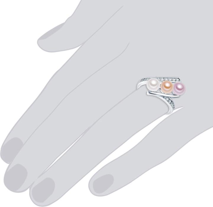 Actual product image Valero Pearls Ladies Sterling Silver Zirconia Freshwater Cultured Pearl Silver - 3860 (58, 925 Silver)