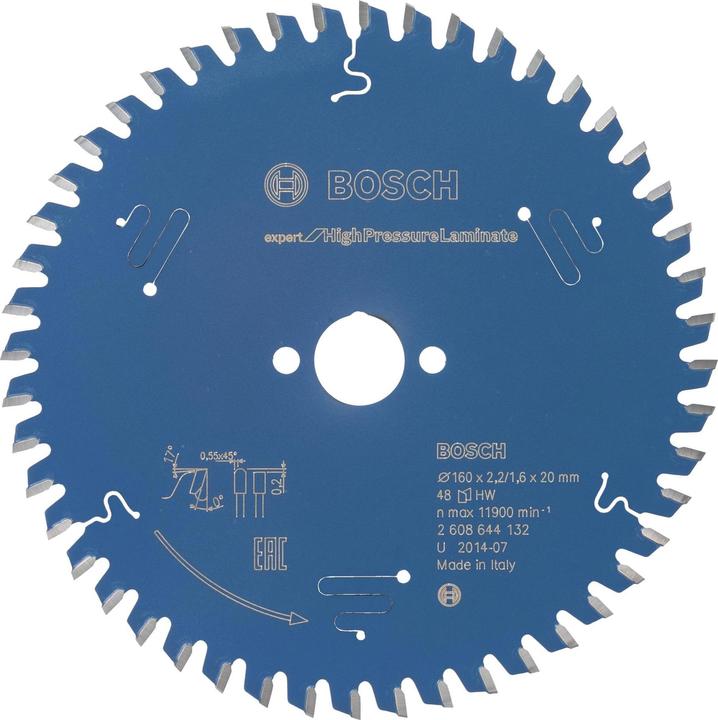 Bosch Professional Zubehör Kreissägeblatt Expert for High Pressure Laminate, 160 x 20 x 2,2 mm, 48