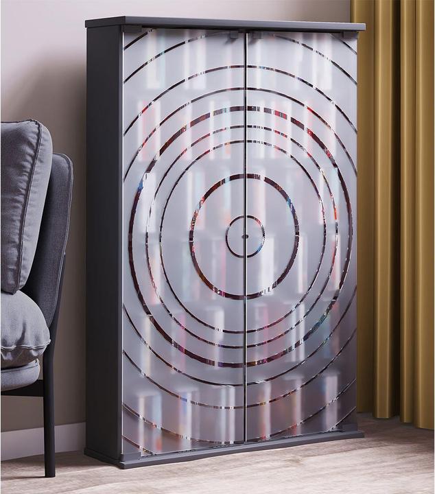 Produktbild VCM Holz CD DVD Stand Regal Glastür Tilano L (60 x 92 x 18 cm)