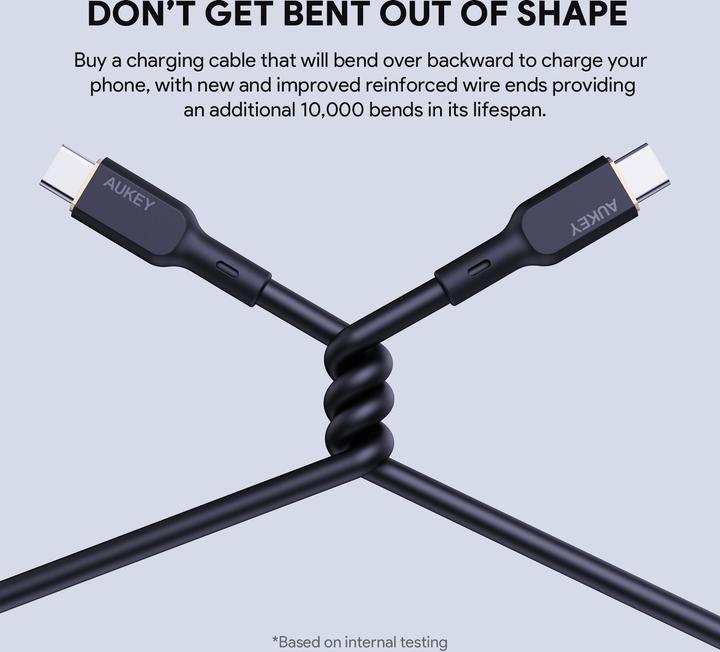 Produktbild Aukey CB-SCC241 USB-C Power Delivery PD 240W 5A 20V 1m Nylon Schwarz (1 m, USB 3.2 Gen 1)