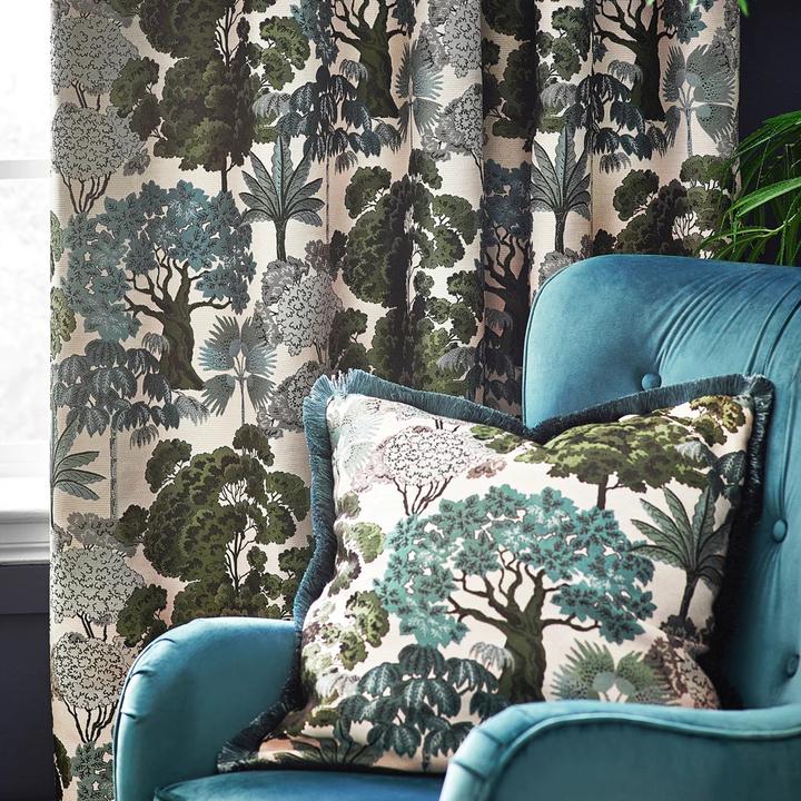 Actual product image Wylder Woodlands Jacquard Floral Eyelet Curtains (168 x 183 cm)