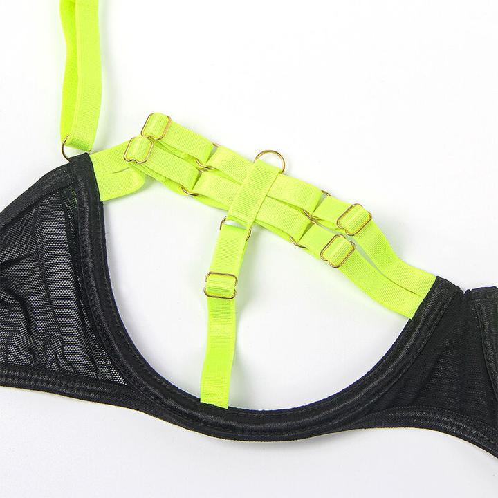 Productafbeelding Subblime - 955274 BH-set met ketting en beendetails fluorescerend groen S/M (S/M)