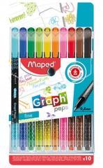 Image du produit Maped Fineliner Graph'Peps Premium, étui plastique de 10 pièces (Multicolore, 10 x)
