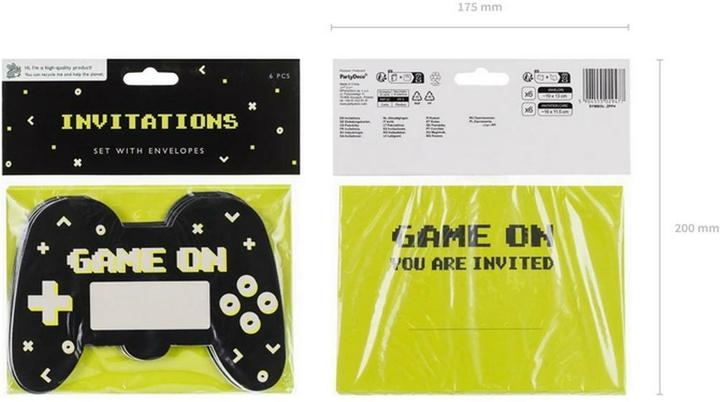 Image du produit Partydeco Carte d'invitation Game Controller mix, 6 pièces (6 pcs)