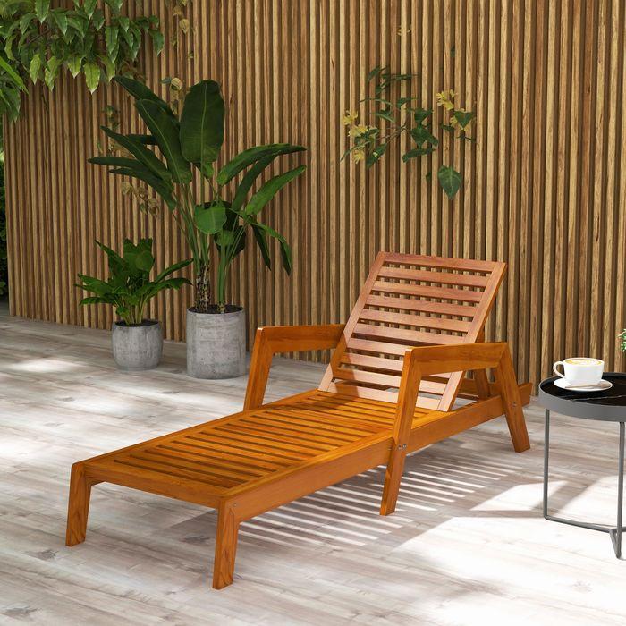 Produktbild Swisshandel24 Sonnenliege, Gartenliege aus Holz, Wetterfest Relaxliege bis 120 belastbar, Orange, 66x190x73,5cm (66 cm)