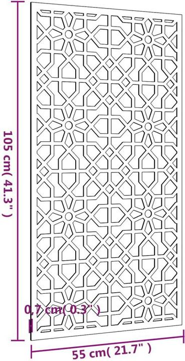 Actual product image VidaXL Garden Wall Decoration 105x55 cm Corten Steel Moorish Design (105 x 1 x 55 cm)