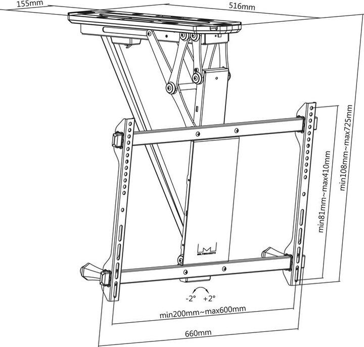 Actual product image Multibrackets Ceiling mount 32" - 70", motorized, black (Ceiling, 70", 35 kg)