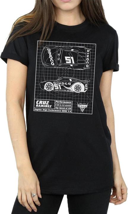 Actual product image Disney Womens/Ladies Cars Cruz Ramirez Blueprint Cotton Boyfriend T-Shirt (XXL)