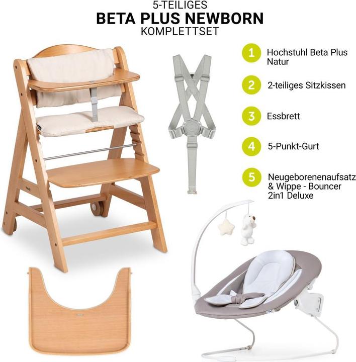 Image du produit Hauck Chaises hautes Beta Plus Natural 5-pièces Newborn Set - Chaise haute + (Chaise haute)
