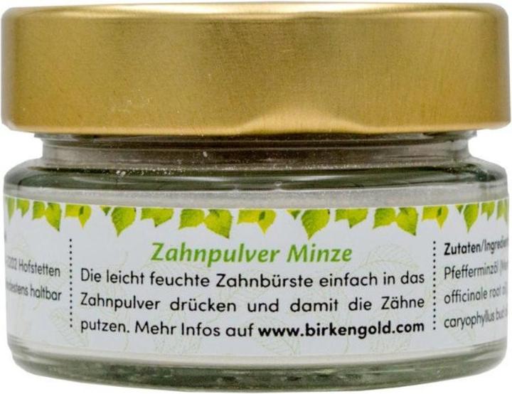Birkengold Zahnpulver Minze Glas