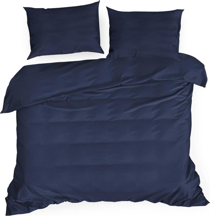 Eurofirany Bettwäsche 160x200 cm glatt aus Baumwoll Satin Marine Blue Dina Diva Linie Farbe (Duvet cover, 160 x 200 cm)