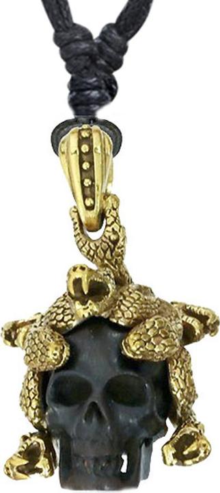 Image du produit Star Piercing Collier noir pendentif Medusa doré en bois de fer (Organique, Laiton)