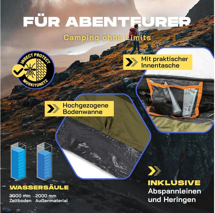 Image du produit Where Tomorrow Wurfzelt 3 Personen - Grün, Anzahl Personen: 3 (Tente instantanée, 3.10 kg, 3 personnes)