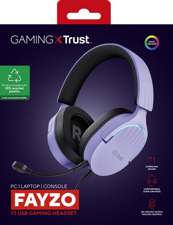 Produktbild Trust GXT490P FAYZO 7.1 USB HEADSET PURPLE (Kabelgebunden)