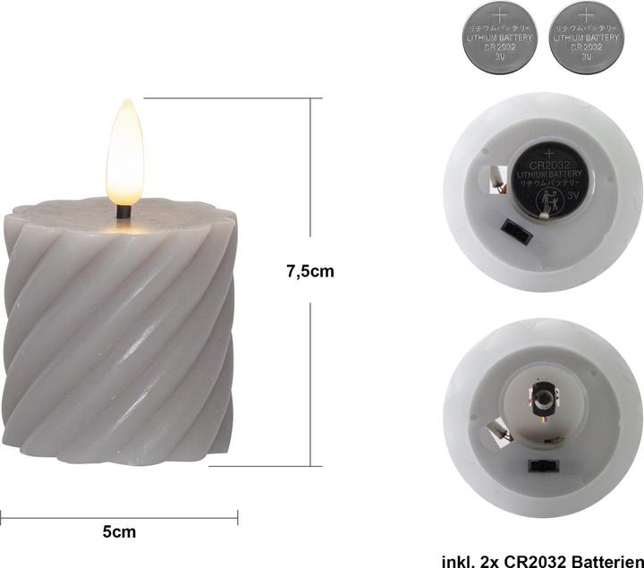 Produktbild Star Trading LED Kerzen mit Timerfunktion | Stumpenkerzen Grau | LED Kerze mit Timer | Stumpenkerzen (1 x)