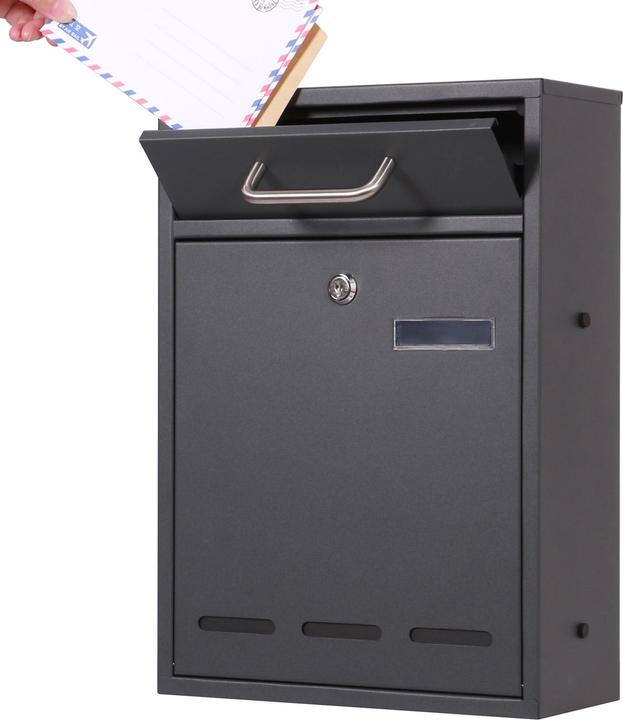 Actual product image Wiltec 2x3 Wall Mounted Letter Box V53 Anthracite Lockable Post Box Mailbox with Viewing Slot
